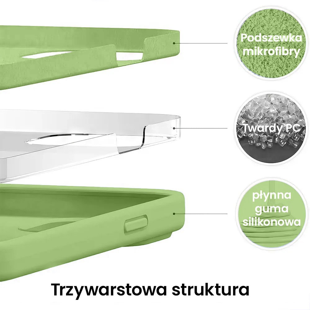 Etui do iPhone 11 silikonowe z mikrofibrą soft touch z osłoną na aparat, jaśminowa zieleń