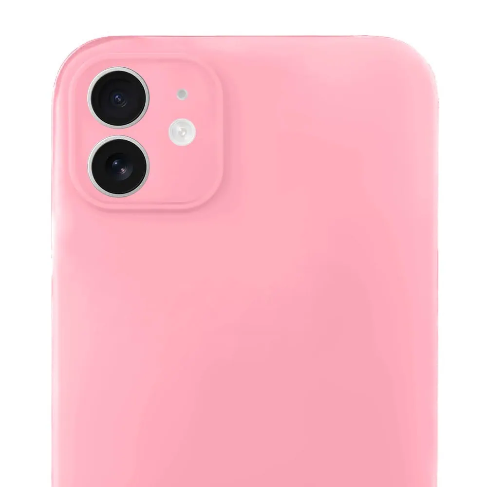 Etui do iPhone 11 silikonowe z mikrofibrą soft touch z osłoną na aparat, jasny róż