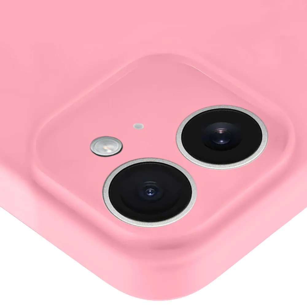 Etui do iPhone 11 silikonowe z mikrofibrą soft touch z osłoną na aparat, jasny róż