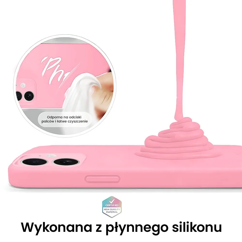 Etui do iPhone 11 silikonowe z mikrofibrą soft touch z osłoną na aparat, jasny róż