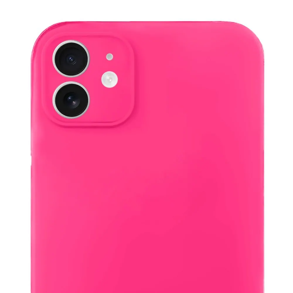 Etui do iPhone 11 silikonowe z mikrofibrą soft touch z osłoną na aparat, różowe