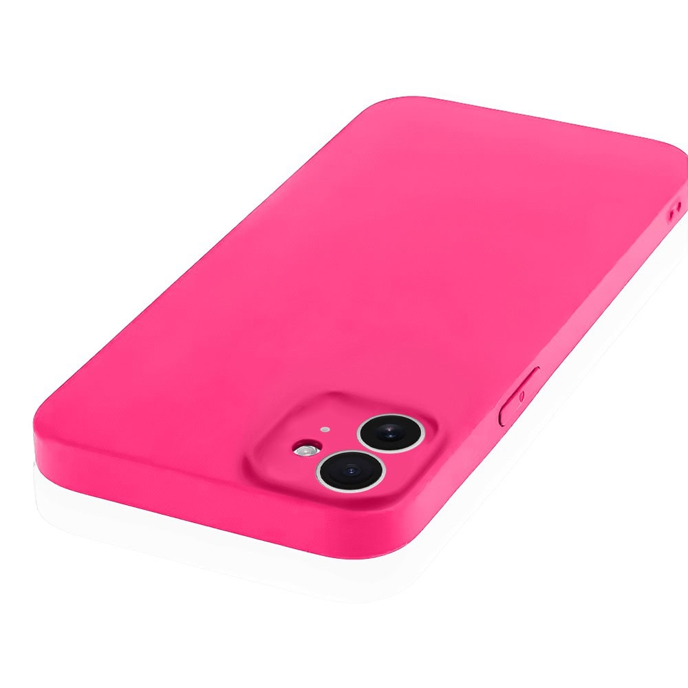 Etui do iPhone 11 silikonowe z mikrofibrą soft touch z osłoną na aparat, różowe