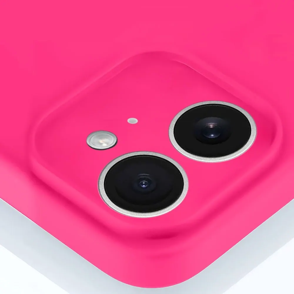 Etui do iPhone 11 silikonowe z mikrofibrą soft touch z osłoną na aparat, różowe