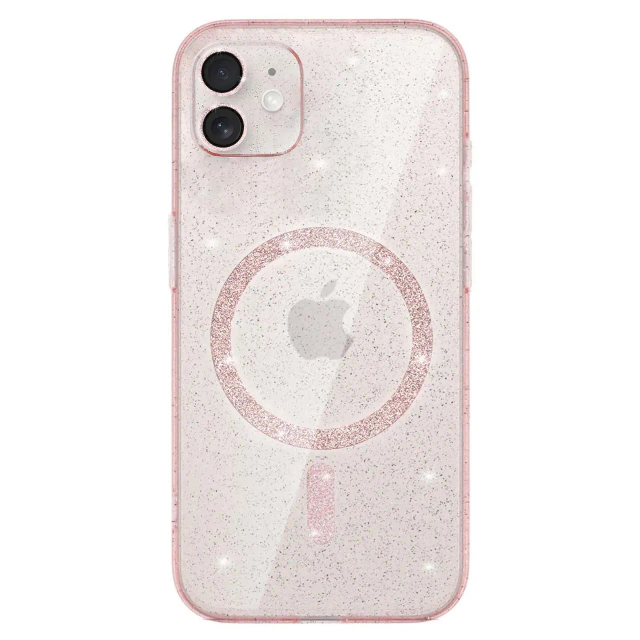 Etui do iPhone 11 z Magsafe, przeźroczyste, błyszczący brokat, różowe