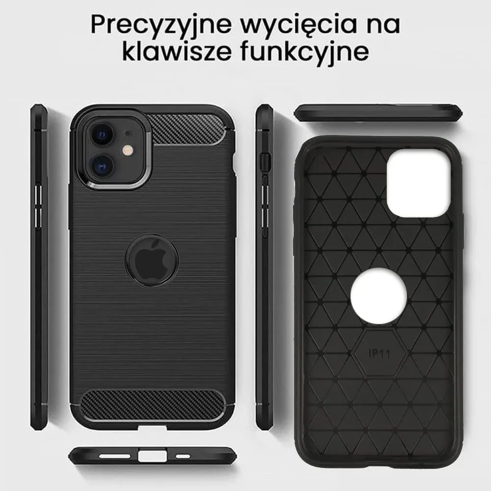 Etui do iPhone 12 Mini z karbonu, pancerne, czarne