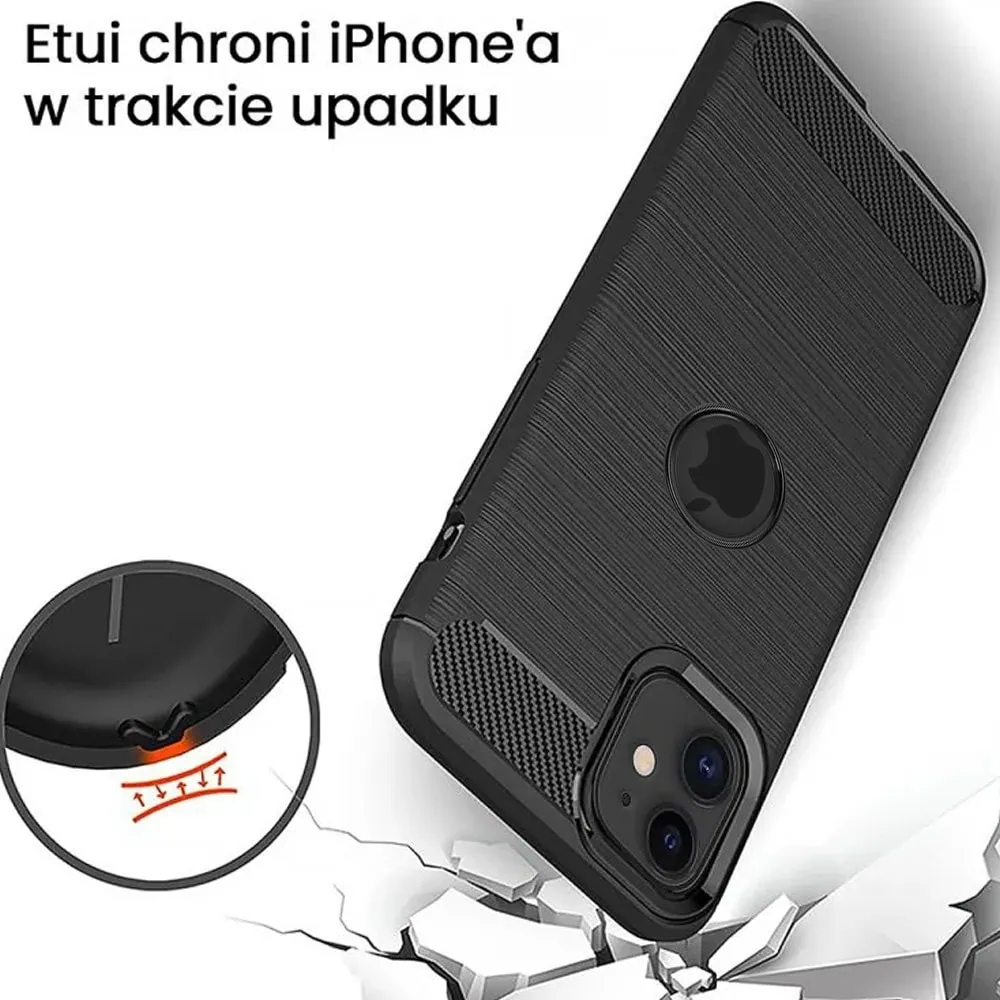 Etui do iPhone 12 Mini z karbonu, pancerne, czarne
