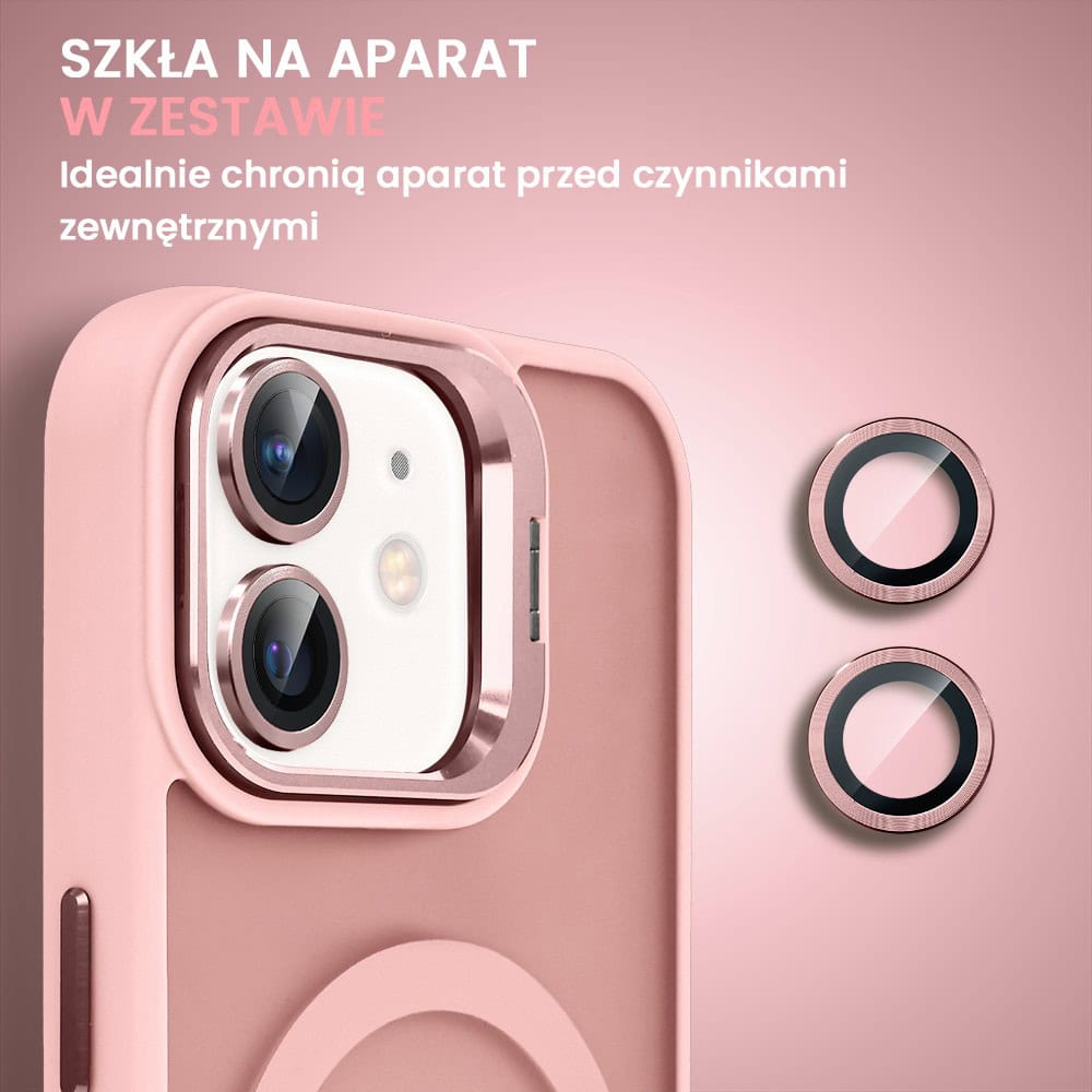 Etui do iPhone 12 Arctic Stand, półprzeźroczyste, z osłoną aparatu i podstawką, różowe