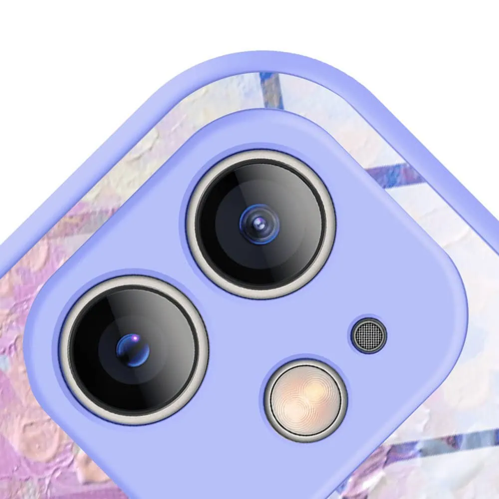 Etui do iPhone 12, Ibizu, szklany tył, osłona kamery, malowana łąka, fioletowe