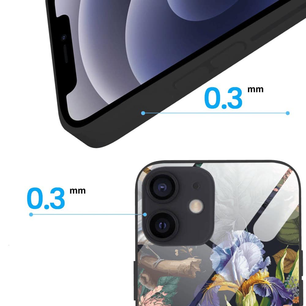 Etui do iPhone 12, Ibizu, szklany tył, symfonia natury, czarne