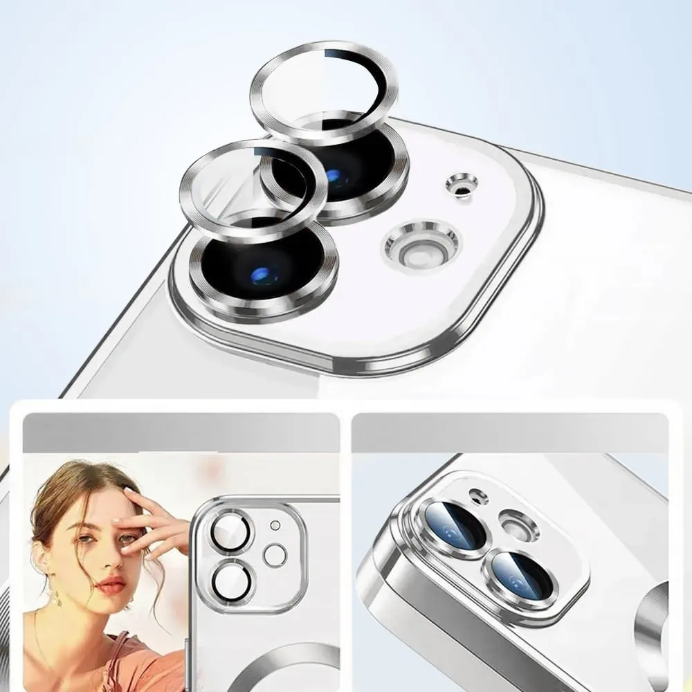 Etui do iPhone 12 Mini MagSafe Luxury Protect przeźroczyste, hybrydowa ochrona kamery, srebrne