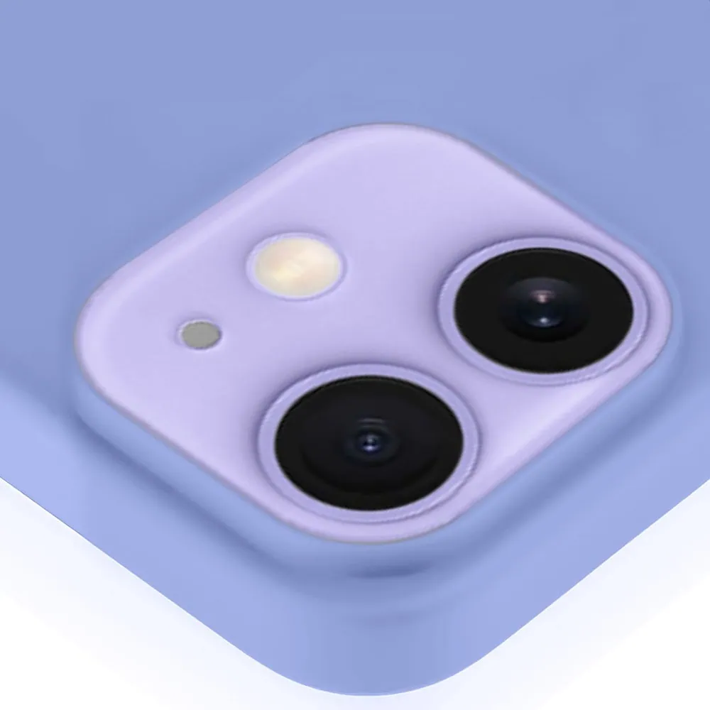 Etui do iPhone 12 Mini silikonowe z mikrofibrą soft touch, fioletowe liliowe