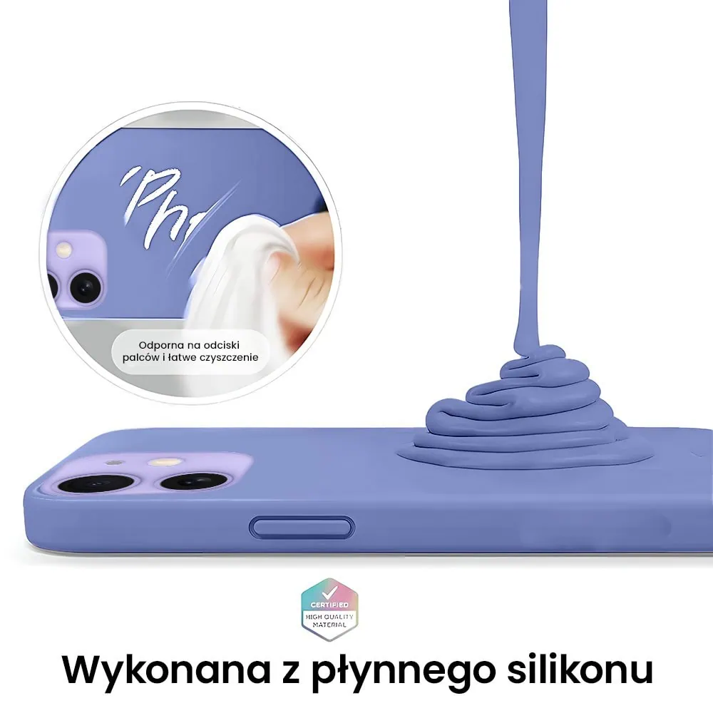 Etui do iPhone 12 Mini silikonowe z mikrofibrą soft touch, fioletowe liliowe