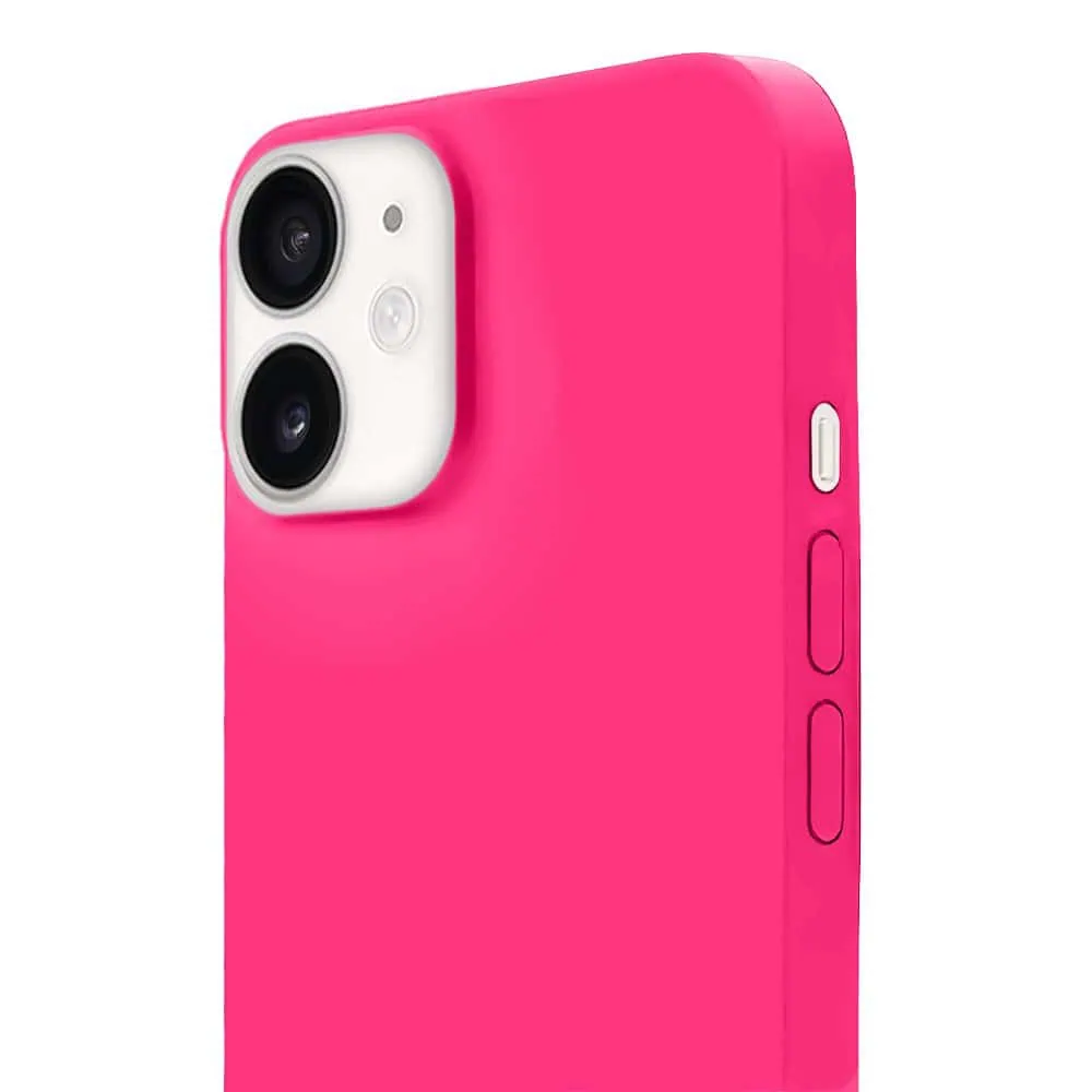 Etui do iPhone 12 Mini silikonowe z mikrofibrą soft touch, różowe