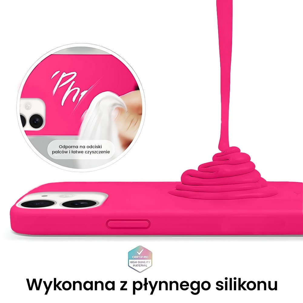 Etui do iPhone 12 Mini silikonowe z mikrofibrą soft touch, różowe