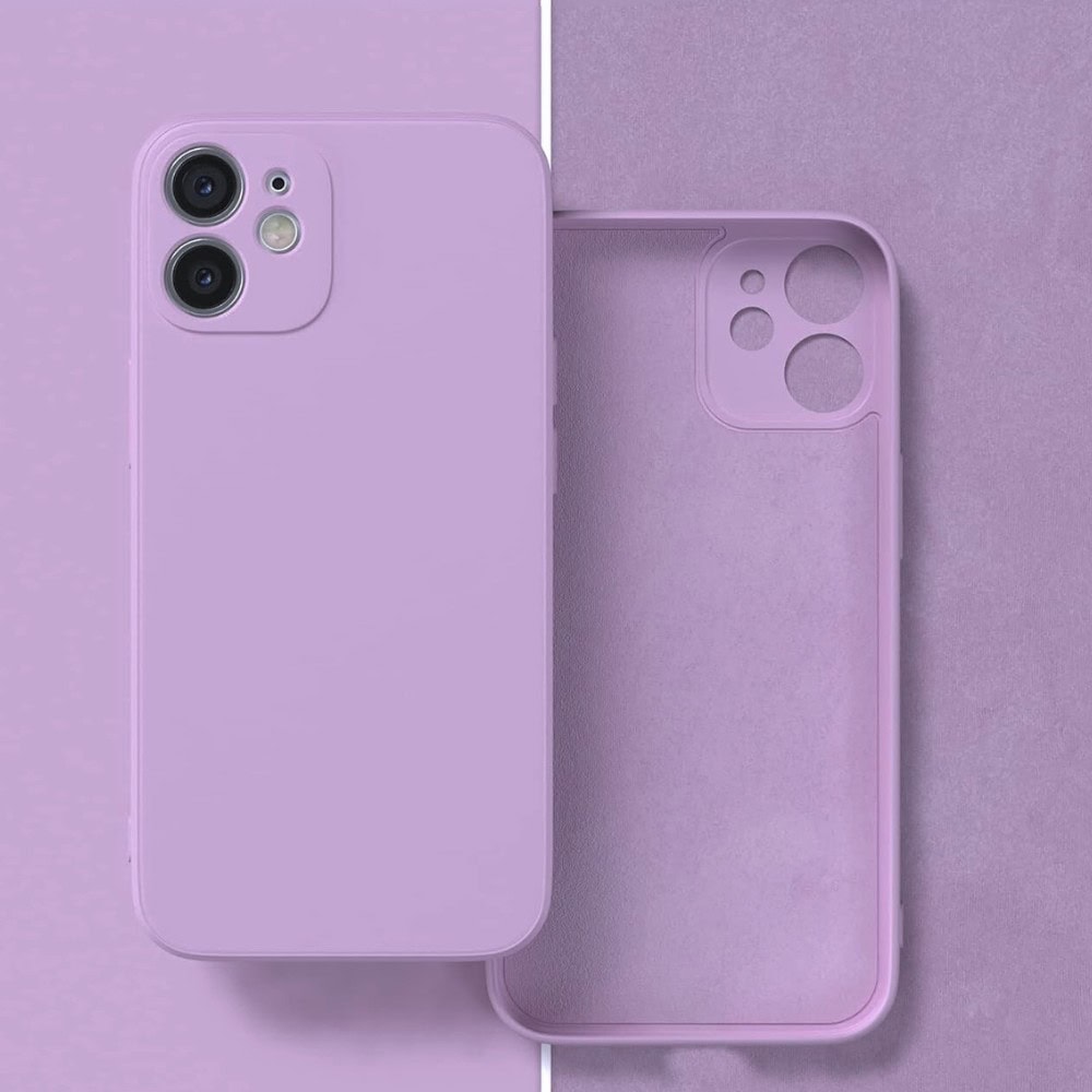 Etui do iPhone 12 Mini silikonowe z mikrofibrą soft touch z osłoną na aparat, fioletowe liliowe