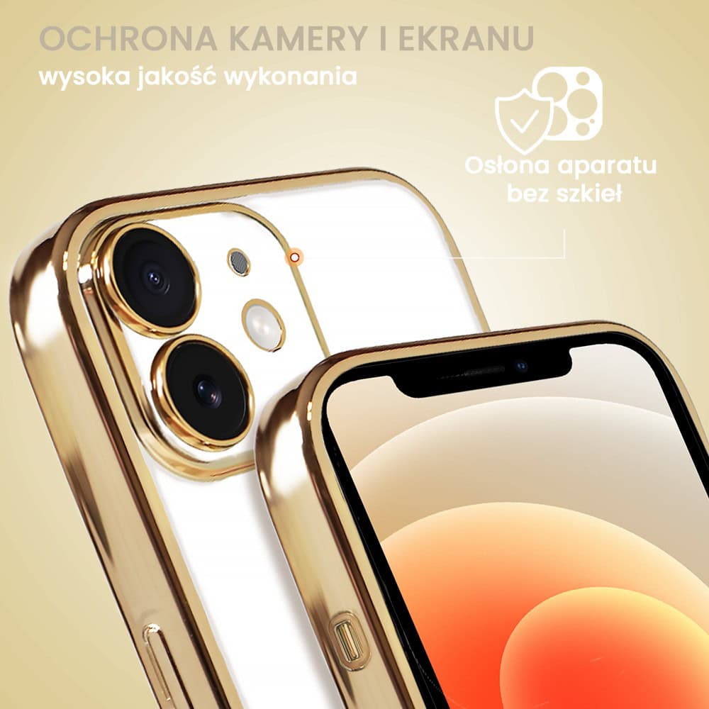 Etui do iPhone 12 Mini slim golden z osłoną kamery, złote
