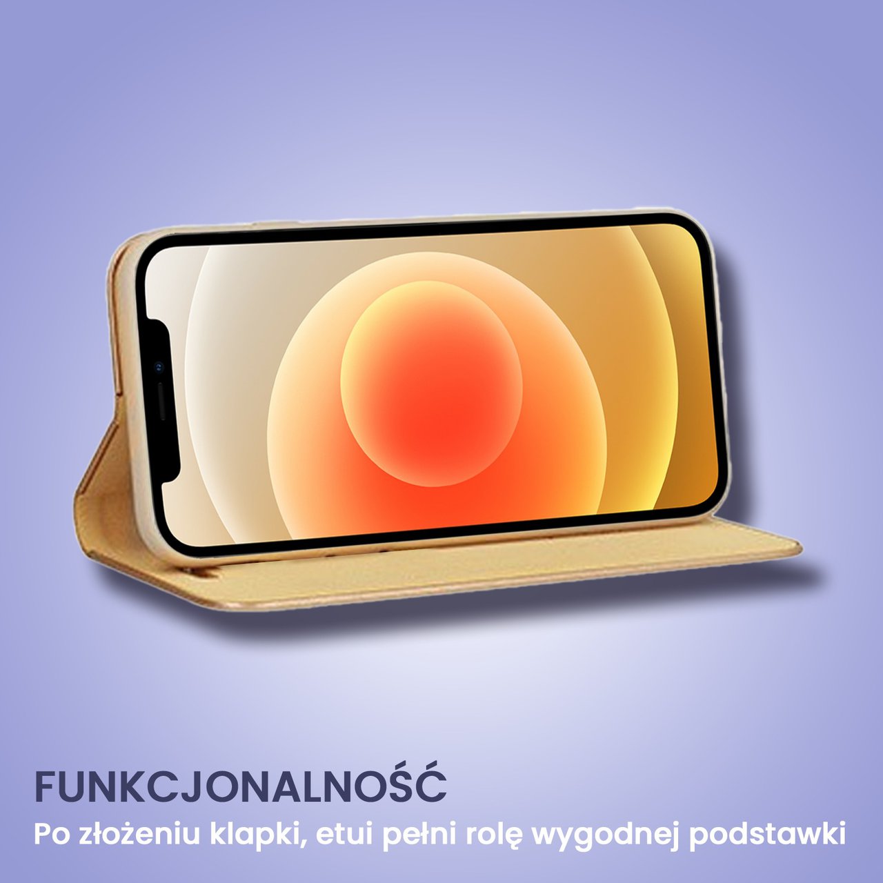 Etui do iPhone 12 Mirror View zamykane typu książka, eleganckie lustrzane, złote