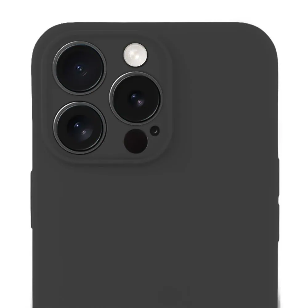 Etui do iPhone 12 Pro Max silikonowe z mikrofibrą soft touch z osłoną aparatu, czarne