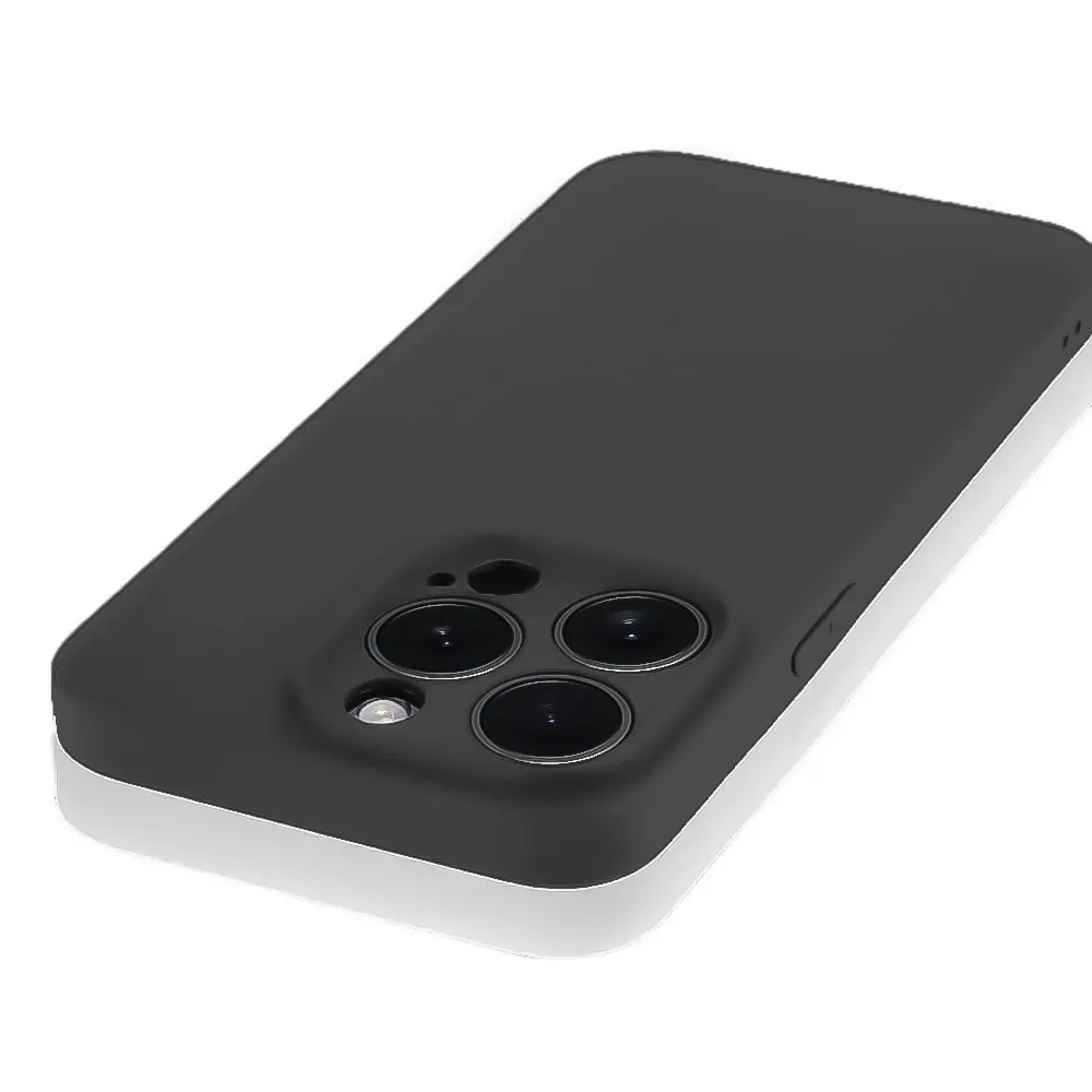 Etui do iPhone 12 Pro Max silikonowe z mikrofibrą soft touch z osłoną aparatu, czarne