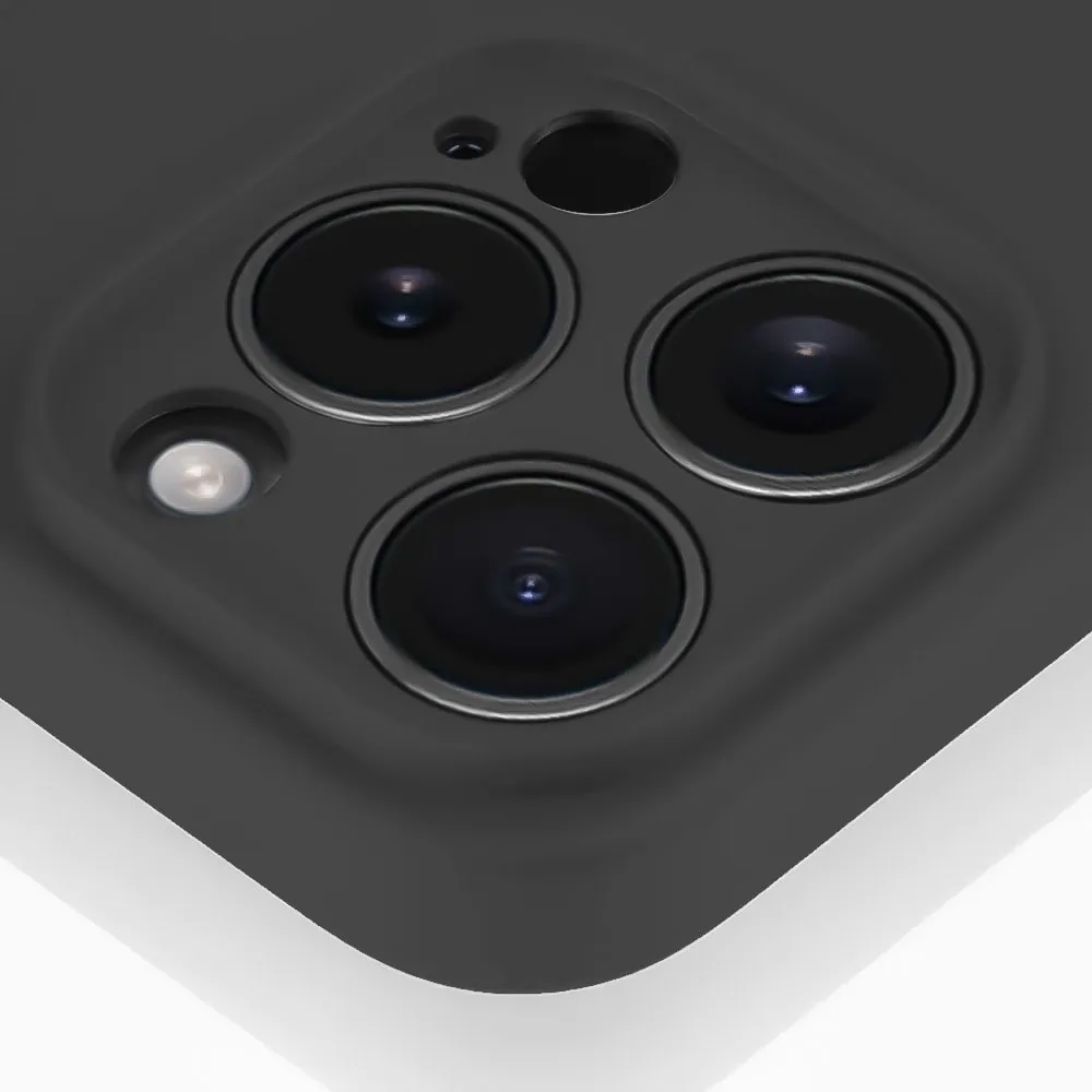 Etui do iPhone 12 Pro Max silikonowe z mikrofibrą soft touch z osłoną aparatu, czarne