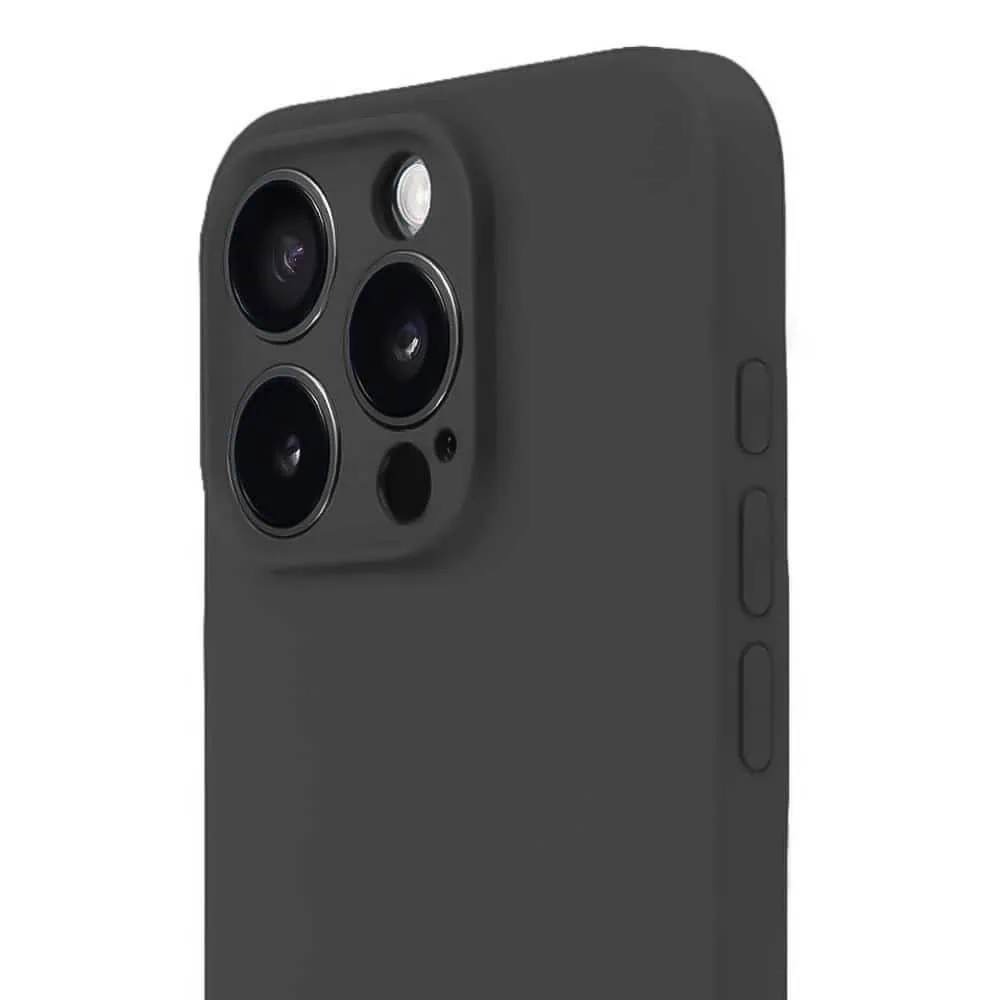 Etui do iPhone 12 Pro Max silikonowe z mikrofibrą soft touch z osłoną aparatu, czarne