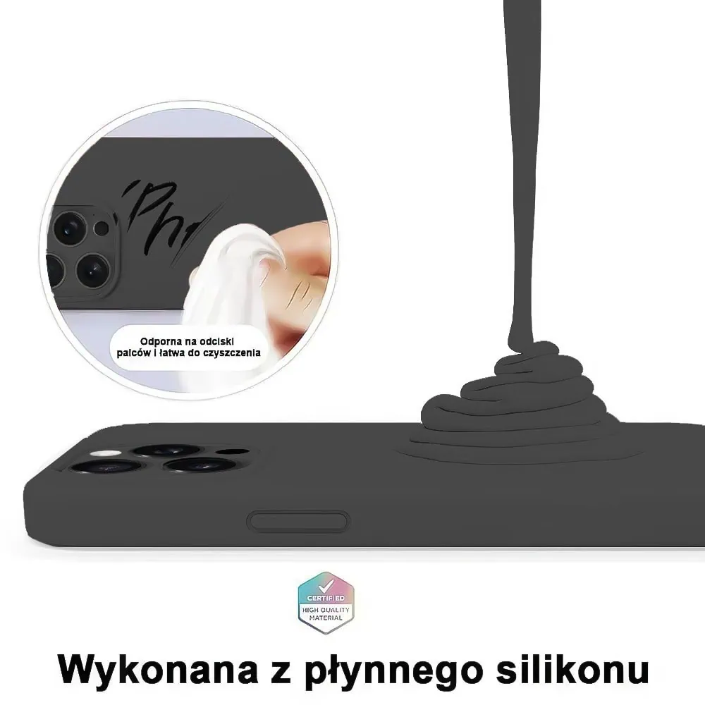 Etui do iPhone 12 Pro Max silikonowe z mikrofibrą soft touch z osłoną aparatu, czarne