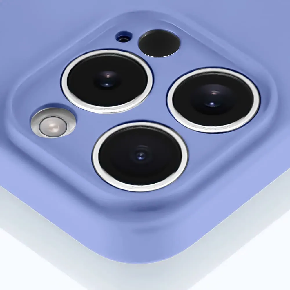 Etui do iPhone 12 Pro Max silikonowe z mikrofibrą soft touch z osłoną na aparat, fioletowe liliowe