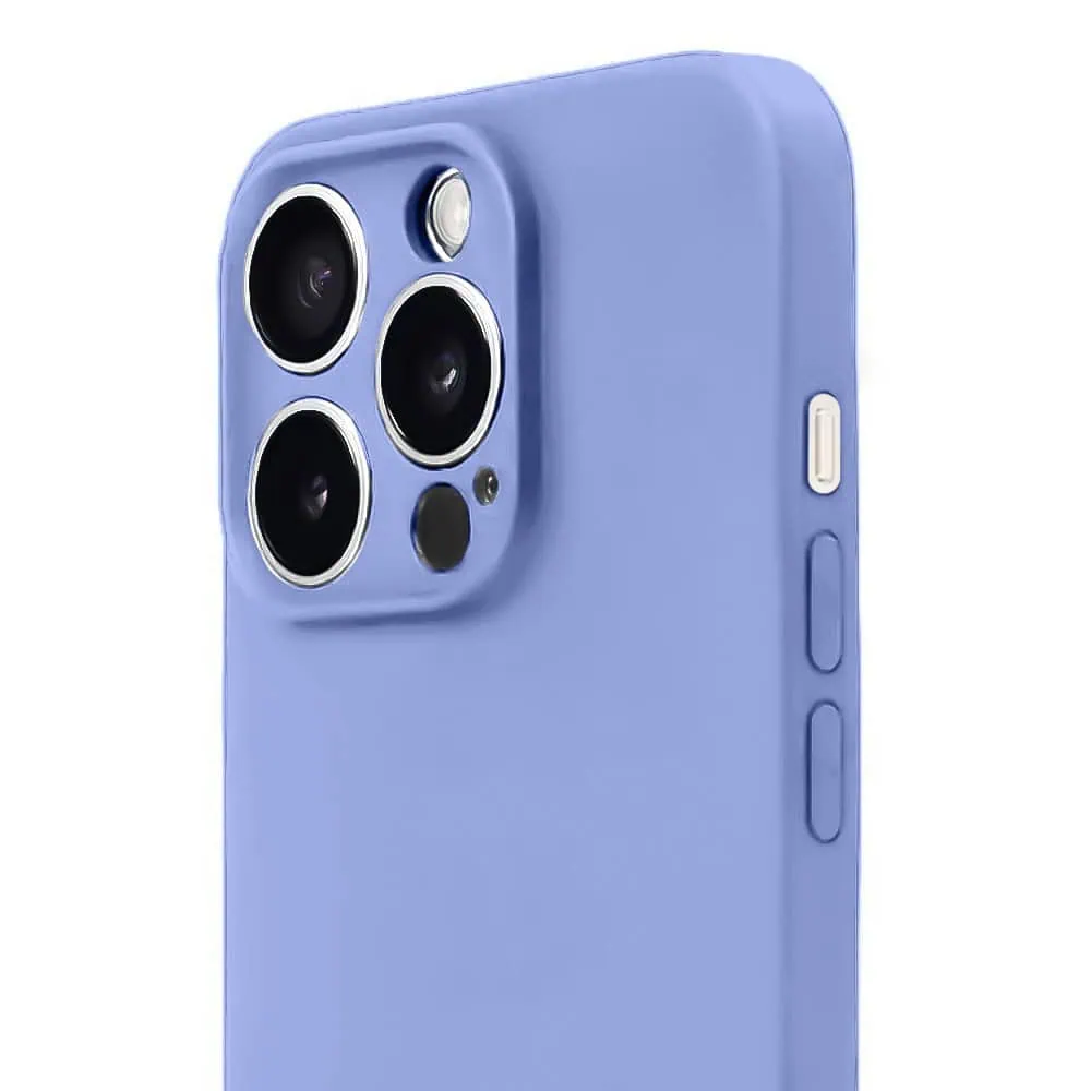 Etui do iPhone 12 Pro Max silikonowe z mikrofibrą soft touch z osłoną na aparat, fioletowe liliowe