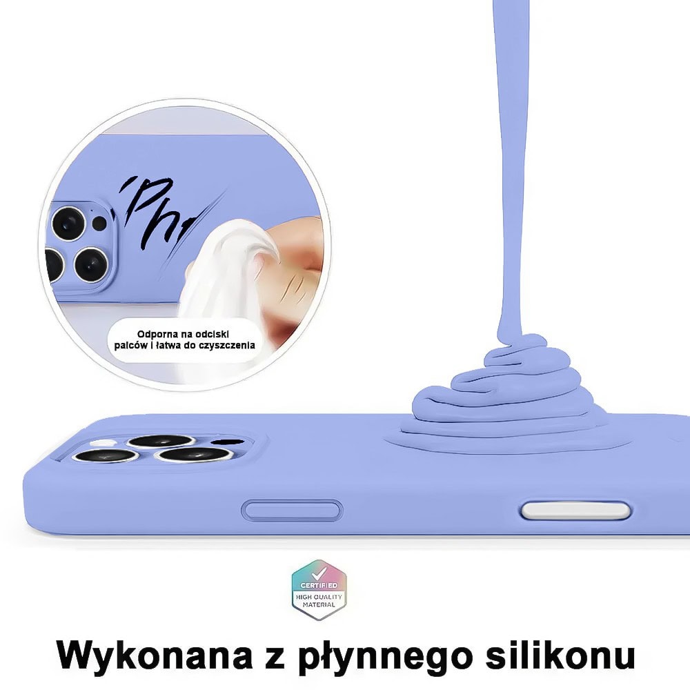 Etui do iPhone 12 Pro Max silikonowe z mikrofibrą soft touch z osłoną na aparat, fioletowe liliowe