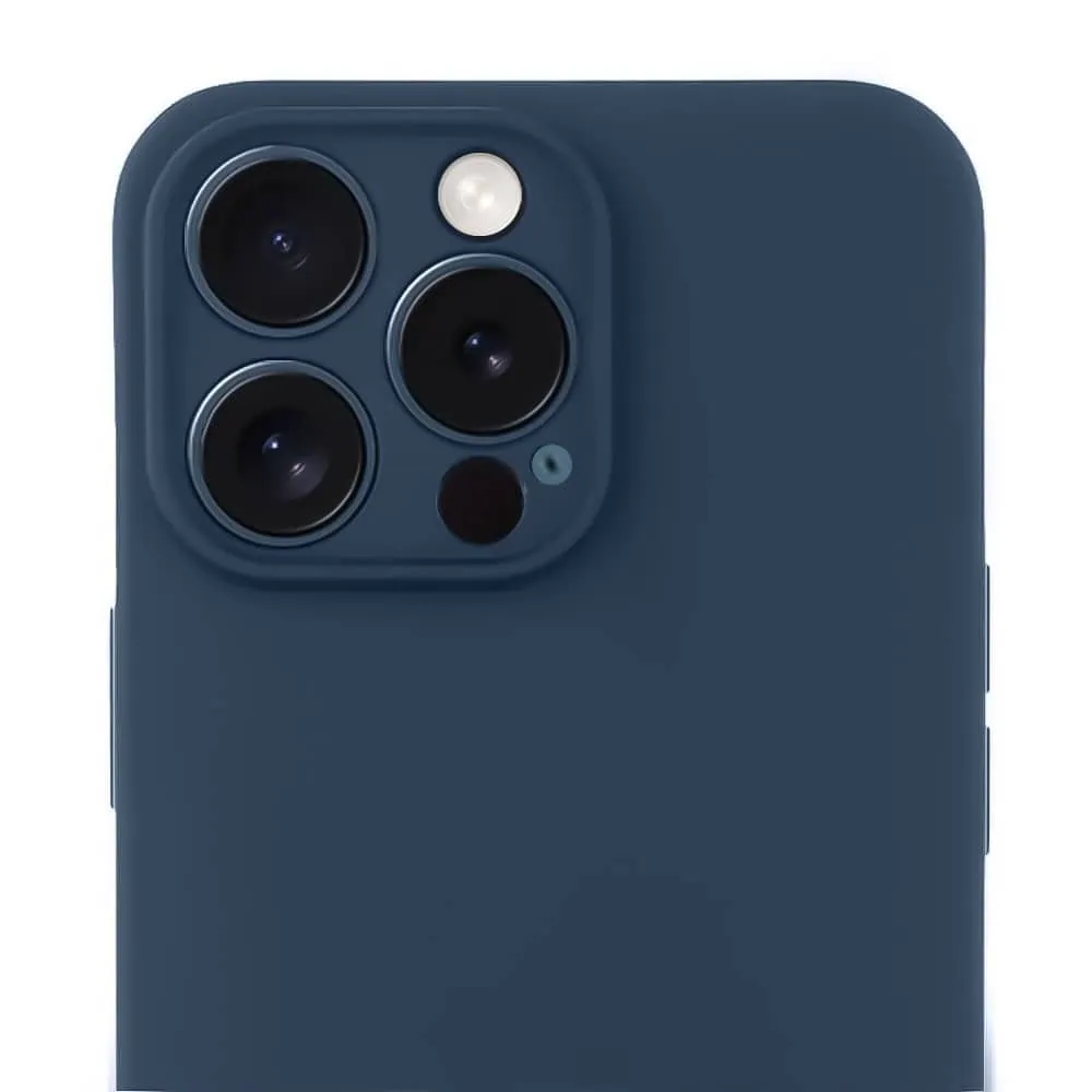 Etui do iPhone 12 Pro Max silikonowe z mikrofibrą soft touch z osłoną na aparat, granatowe