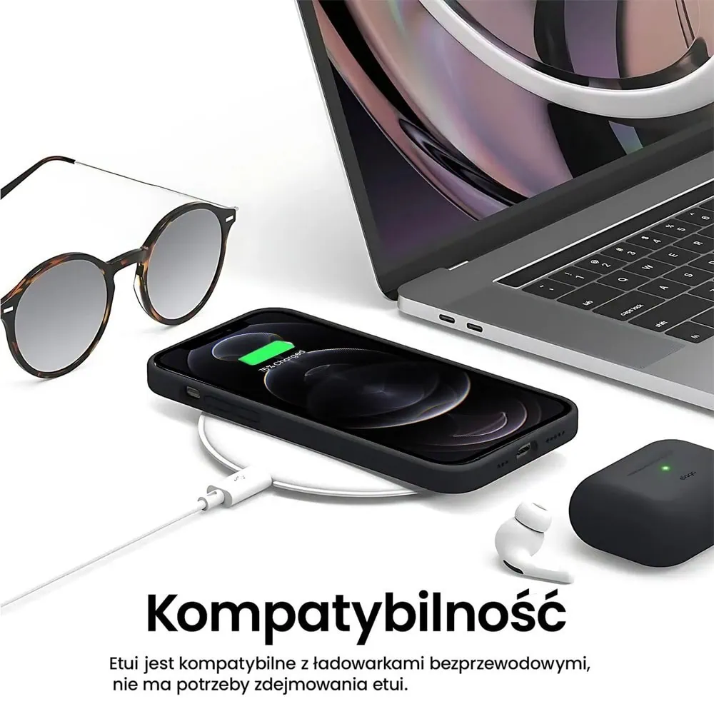 Etui do iPhone 12 Pro silikonowe z mikrofibrą soft touch, czarne