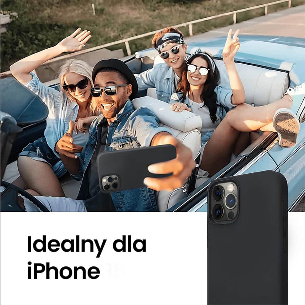 Etui do iPhone 12 Pro silikonowe z mikrofibrą soft touch, czarne