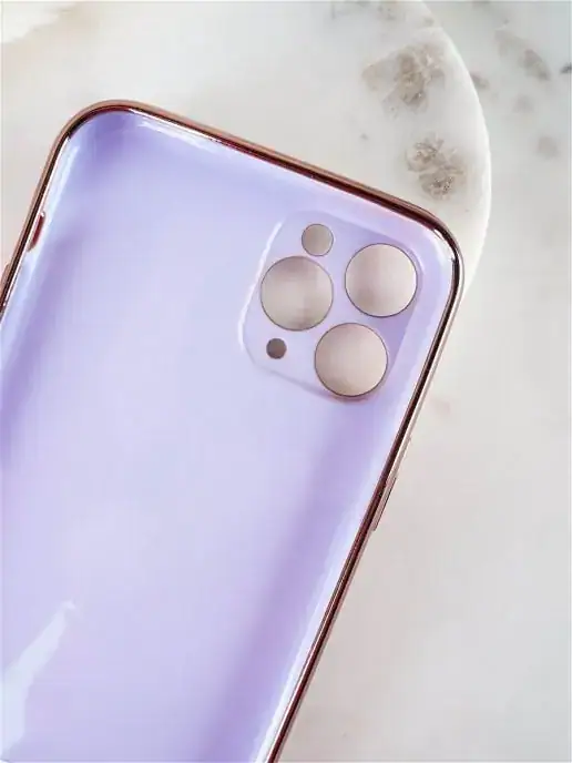 Etui do iPhone 12 Pro eleganckie, ze złotym, metalowym uchwytem i zdobieniami, osłona na aparat, fioletowe liliowe