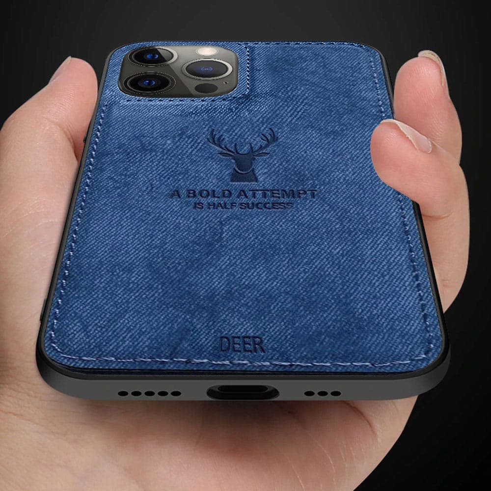 Etui do iPhone 12 Pro ochronne materiałowe Deer, błękit paryski