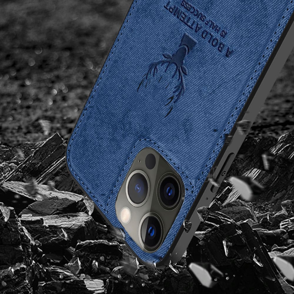 Etui do iPhone 12 Pro ochronne materiałowe Deer, błękit paryski
