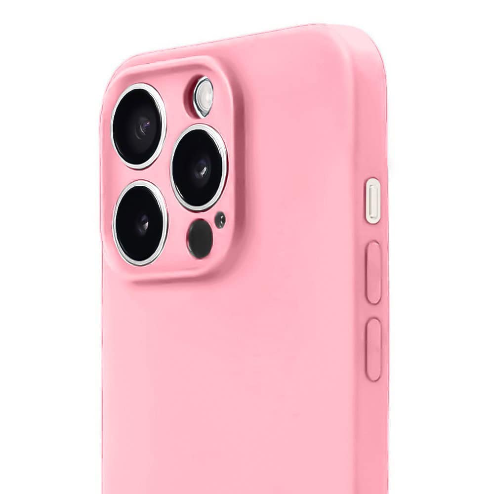 Etui do iPhone 12 Pro Max silikonowe z mikrofibrą soft touch z osłoną na aparat, jasny róż