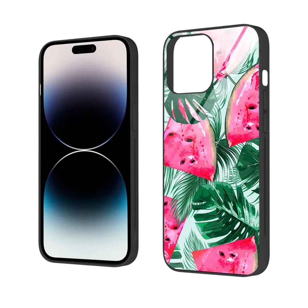 Etui do iPhone 12 Pro, szklany tył, arbuzowa fantazja, czarne