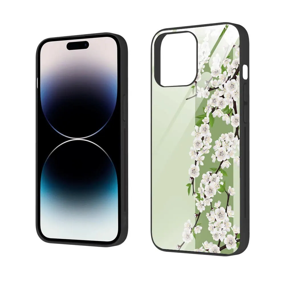 Etui do iPhone 12 Pro, szklany tył, romantyczny bez, czarne