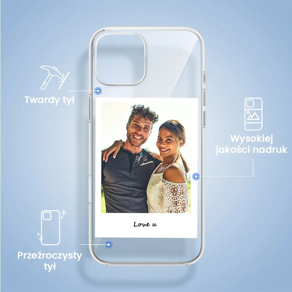 Etui do iPhone 12 Pro z MagSafe, Polaroid z własnym zdjęciem, upominek na prezent, przeźroczyste