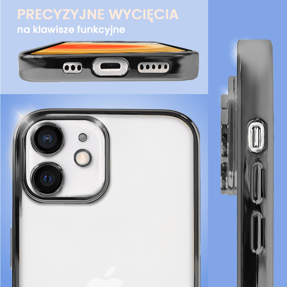 Etui do iPhone 12 Slim Protect Full Cover z osłoną kamery i obiektywów 9H, czarne (OUTLET)