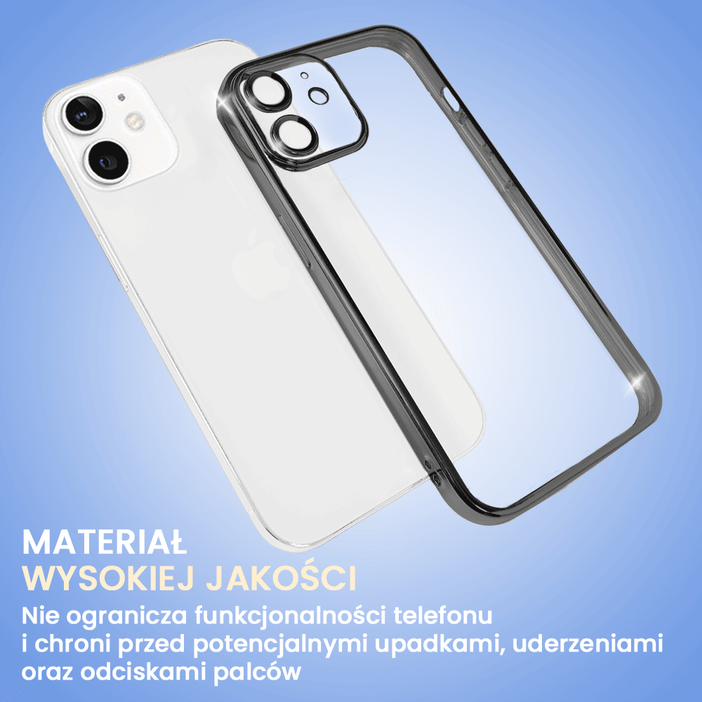 Etui do iPhone 12 Slim Protect Full Cover z osłoną kamery i obiektywów 9H, czarne (OUTLET)