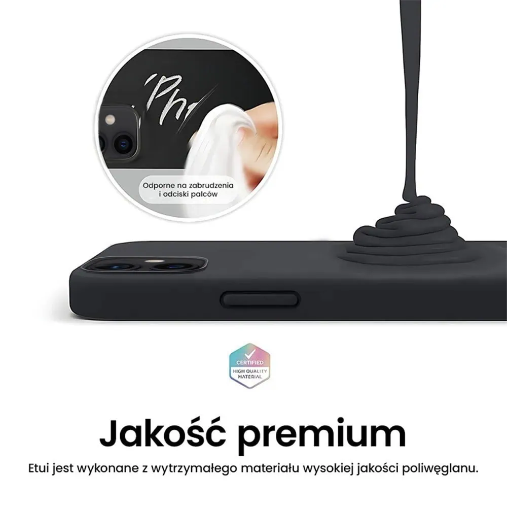 Etui do iPhone 12 silikonowe z mikrofibrą soft touch, czarne