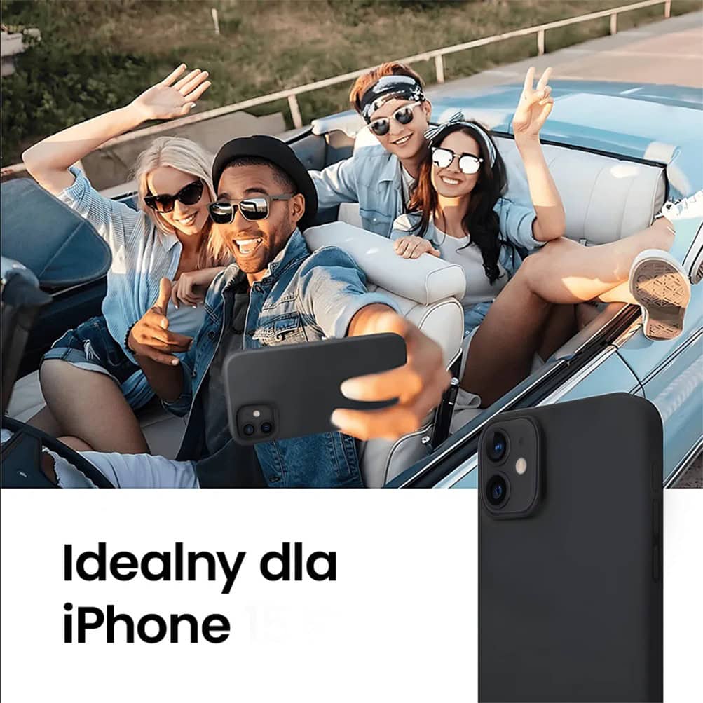 Etui do iPhone 12 silikonowe z mikrofibrą soft touch, czarne