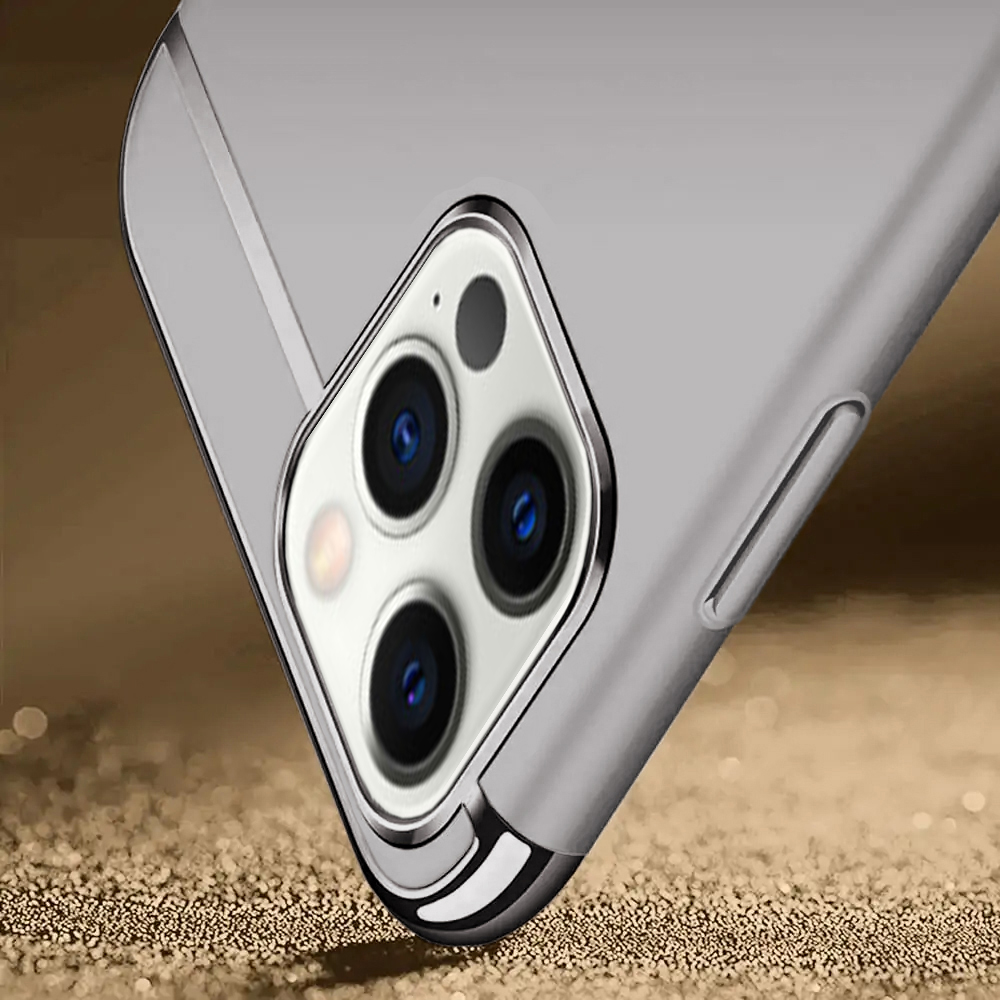 Etui do iPhone 12 Pro eleganckie cienkie ze zdobieniami i widocznym logo, srebrne