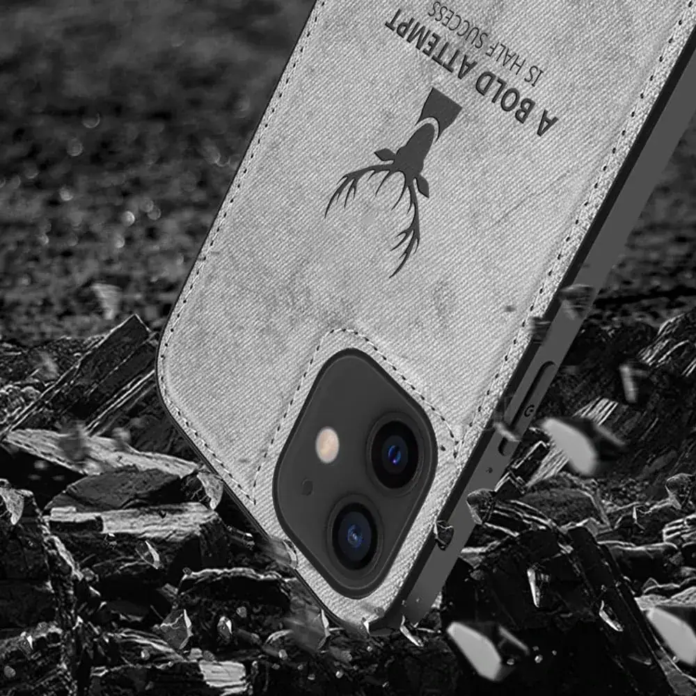 Etui do iPhone 12 ochronne materiałowe Deer, szare