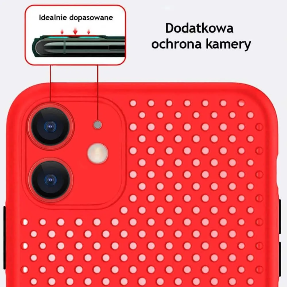 Etui do iPhone 12 Mini oddychające nowoczesne, bez osłony na aparat, czerwone