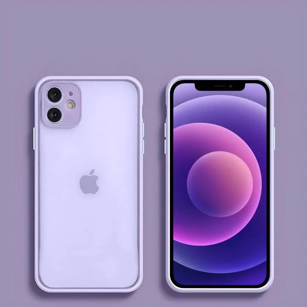 Etui do iPhone 12 półprzeźroczyste matowe z ochroną aparatu, fioletowe