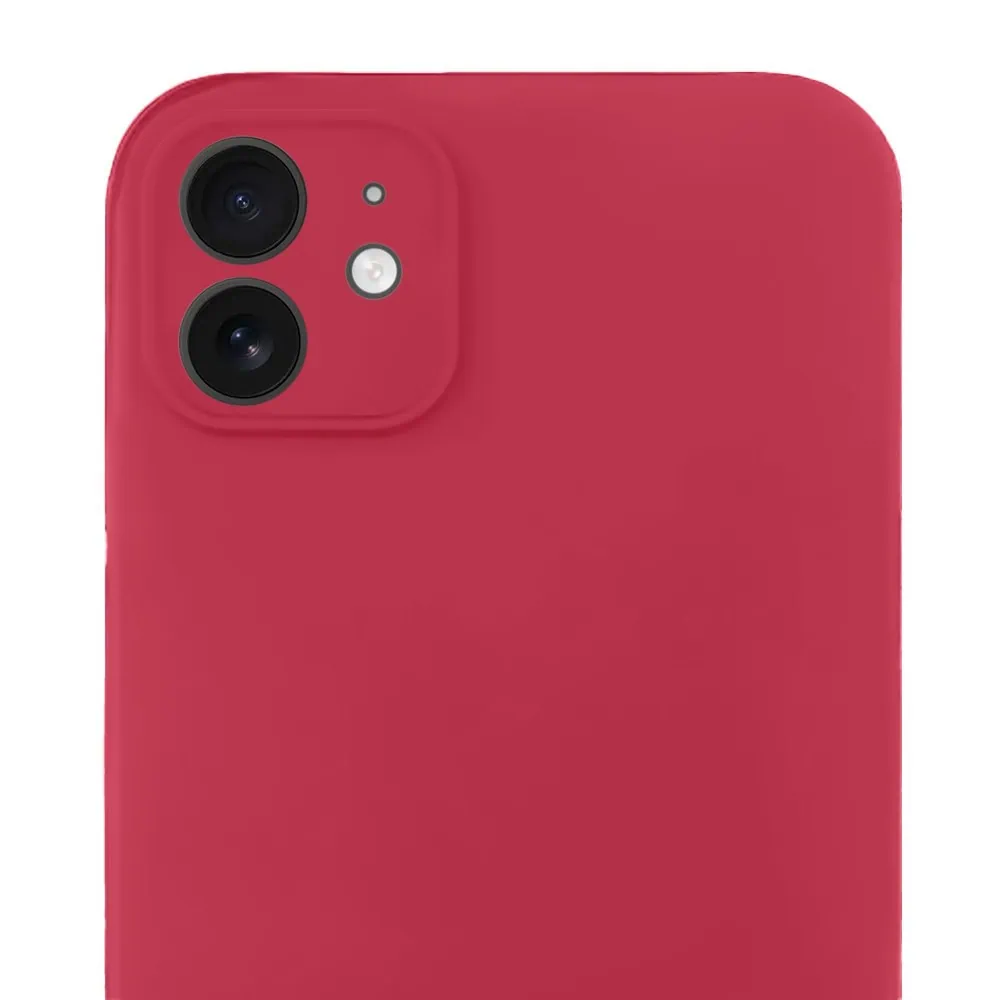 Etui do iPhone 12 silikonowe z mikrofibrą soft touch z osłoną na aparat, ceglasta czerwień