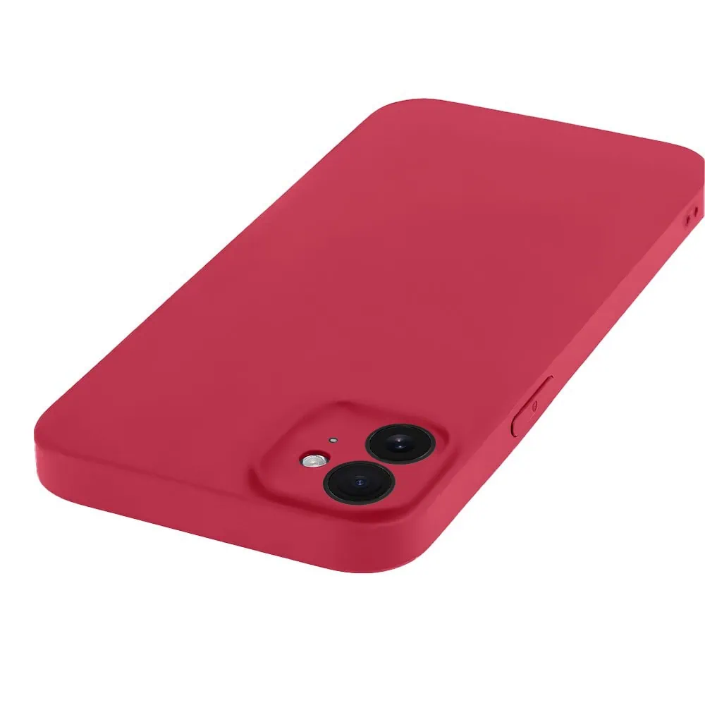 Etui do iPhone 12 silikonowe z mikrofibrą soft touch z osłoną na aparat, ceglasta czerwień
