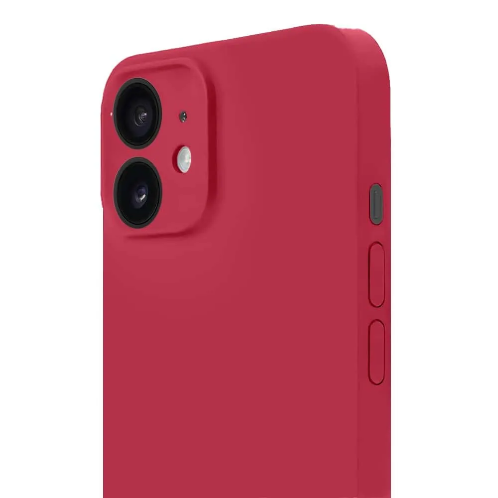 Etui do iPhone 12 silikonowe z mikrofibrą soft touch z osłoną na aparat, ceglasta czerwień